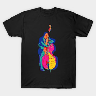 Colorful Double Bass Player Modern Style T-Shirt